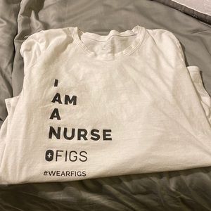 Figs under scrub long sleeve tee white